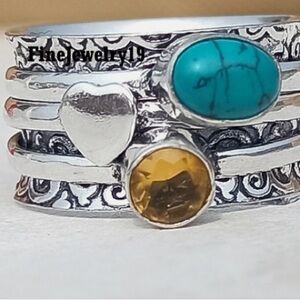NWOT Sterling Silver and Turquoise Ring Set